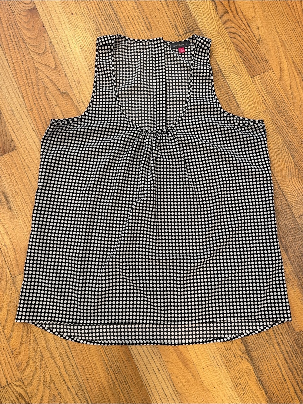 Vince Camuto Black and White Polka Dot V-Neck Tank